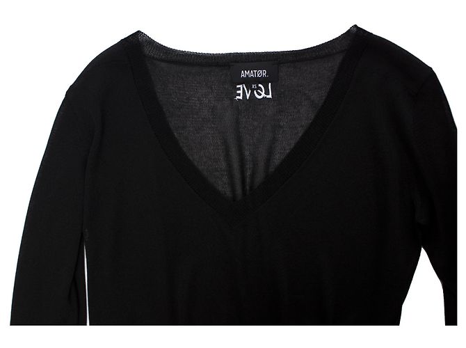 Autre Marque Amator, Schwarzes, halbtransparentes Lurex-Top. - Ansicht 5