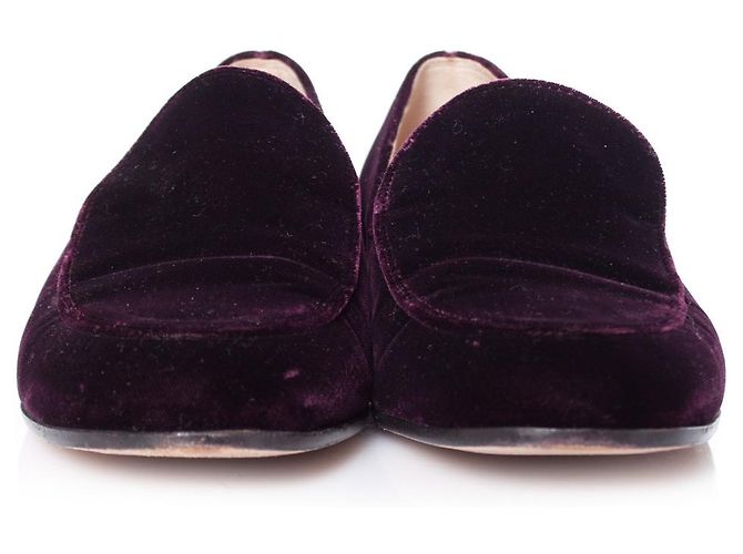 Gianvito Rossi, Mocassini Marcel in velluto bordeaux. Rosso - vista 3