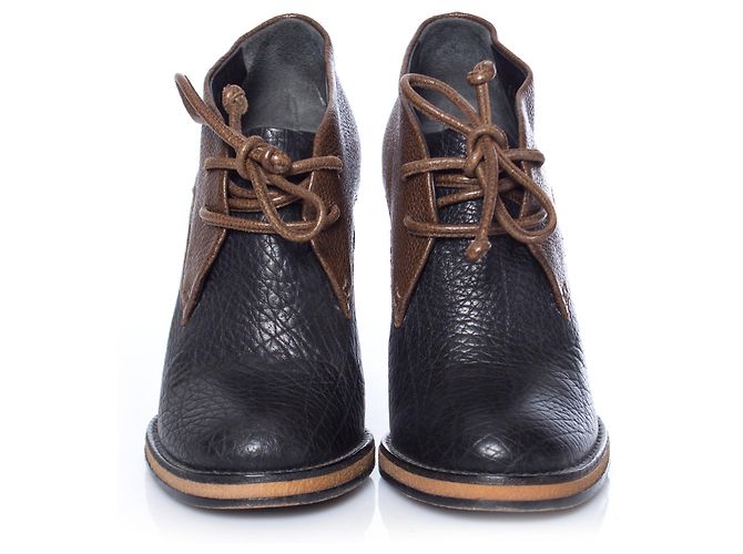 Balenciaga, Kaki/germogli alla caviglia con lacci in pelle nera. Nero - vista 4