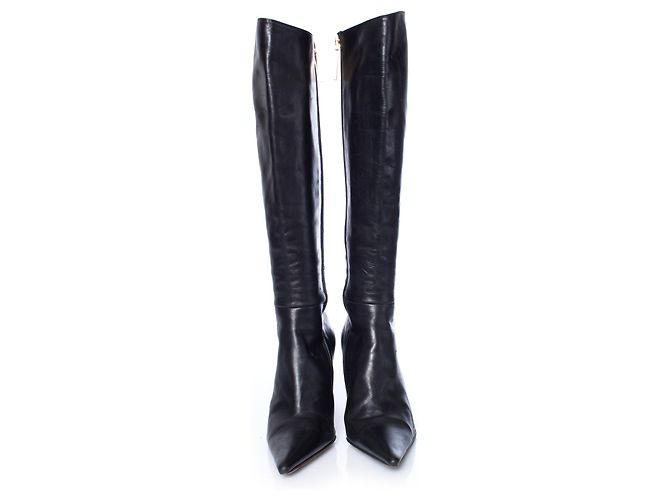 michel perry, Botas de piel negras con punta en punta.. Negro - vista 3