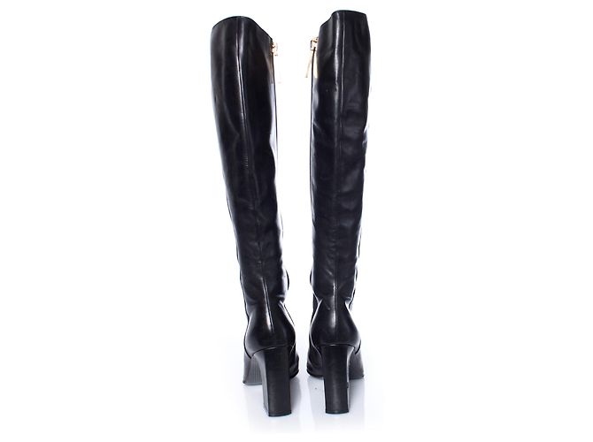 michel perry, Botas de piel negras con punta en punta.. Negro - vista 4