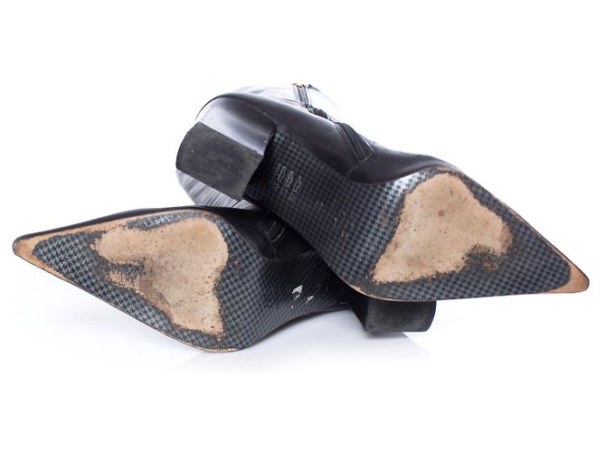 michel perry, Botas de piel negras con punta en punta.. Negro - vista 7