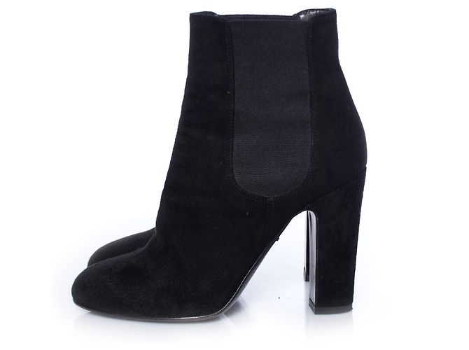 DOLCE & GABBANA, Botines chelsea de tacón de ante negro. - vista 2