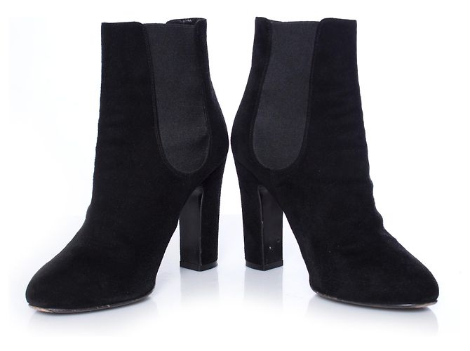 DOLCE & GABBANA, Botines chelsea de tacón de ante negro. - vista 3