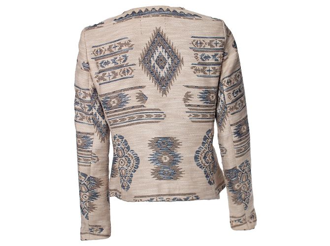 Set EINSTELLEN, Ethnische Webjacke in Beige und Blau - Ansicht 2
