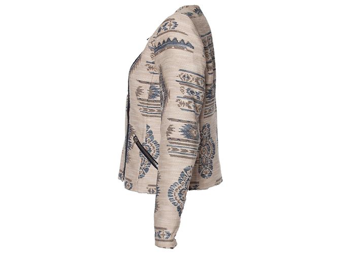 Set EINSTELLEN, Ethnische Webjacke in Beige und Blau - Ansicht 3
