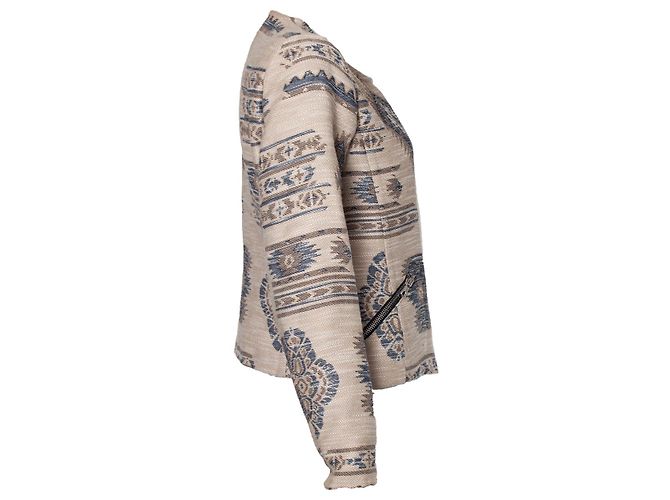 Set EINSTELLEN, Ethnische Webjacke in Beige und Blau - Ansicht 4