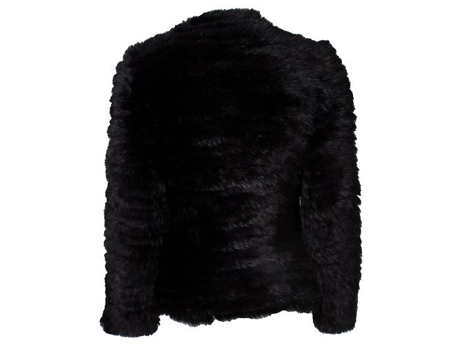 Autre Marque Anna Ventura, Strickjacke aus gestricktem Pelz Schwarz - Ansicht 2