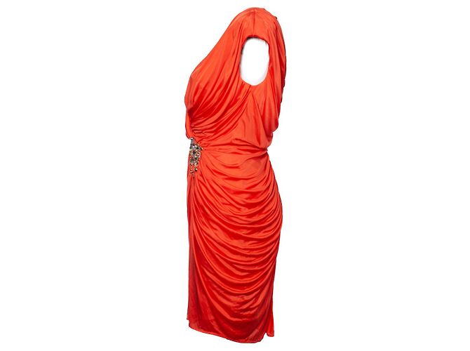 BLUMARINE, Vestido drapeado naranja - vista 3