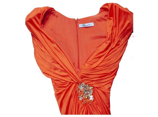 BLUMARINE, Vestido drapeado naranja - vista 7