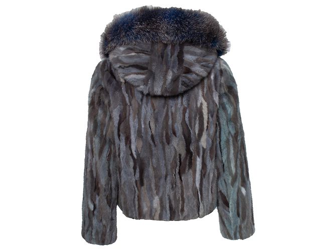 Philipp Plein, Chaqueta con capucha y cremallera de pelo Azul Gris - vista 2