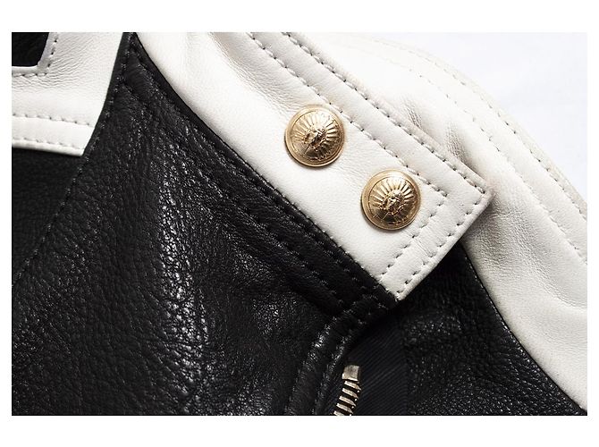 Balmain Balmaın, Ärmellose Bikerjacke Schwarz Weiß - Ansicht 8