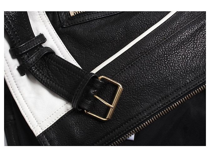 Balmain Balmaın, Ärmellose Bikerjacke Schwarz Weiß - Ansicht 9