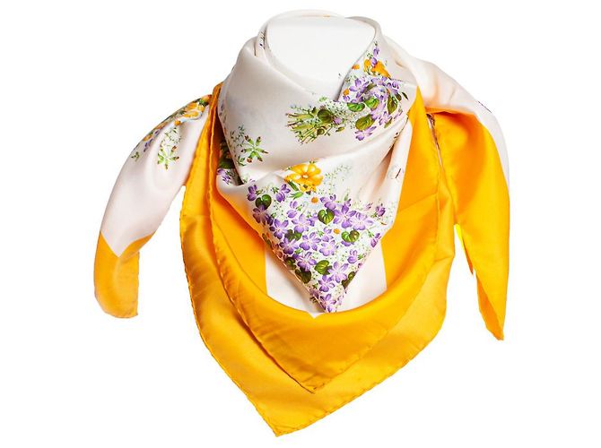 gucci, Sciarpa vintage con stampa floreale Giallo - vista 3