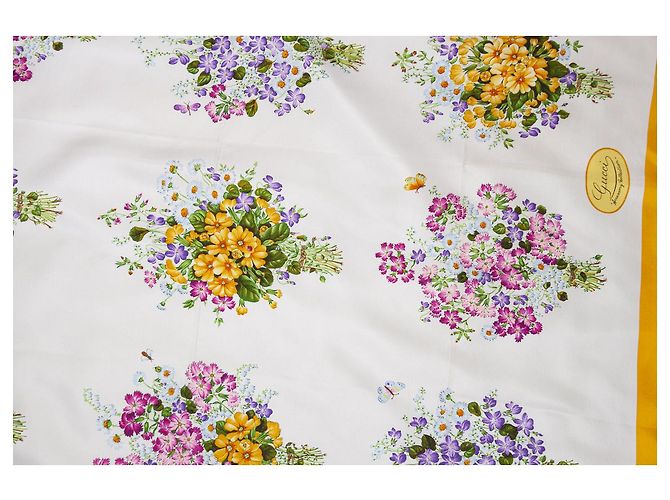gucci, Sciarpa vintage con stampa floreale Giallo - vista 4