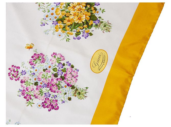 gucci, Sciarpa vintage con stampa floreale Giallo - vista 5