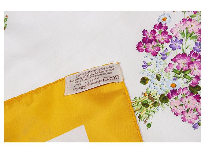 gucci, Sciarpa vintage con stampa floreale Giallo - vista 7