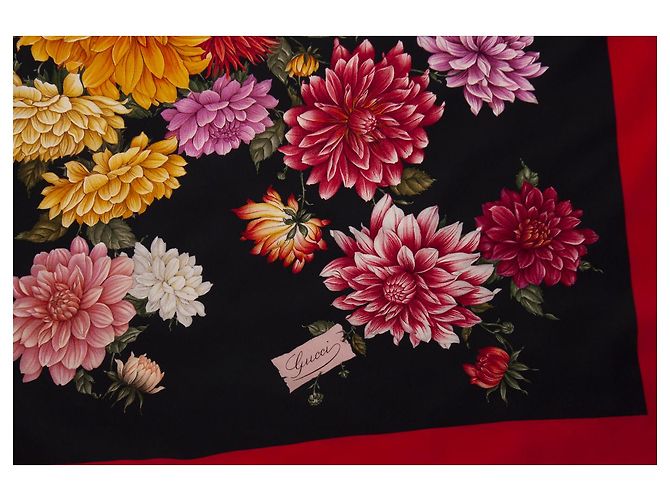 gucci, Sciarpa stampata floreale con bordo rosso Multicolore - vista 7