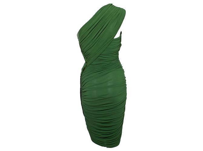 LANVIN, Grünes drapiertes Kleid mit einer Schulter - Ansicht 5
