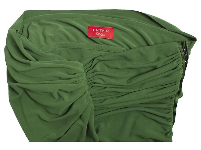 LANVIN, Grünes drapiertes Kleid mit einer Schulter - Ansicht 9