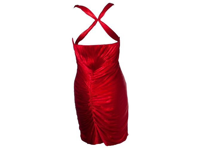 Roberto Cavalli, vestido bustier arrugado y drapeado Roja - vista 2