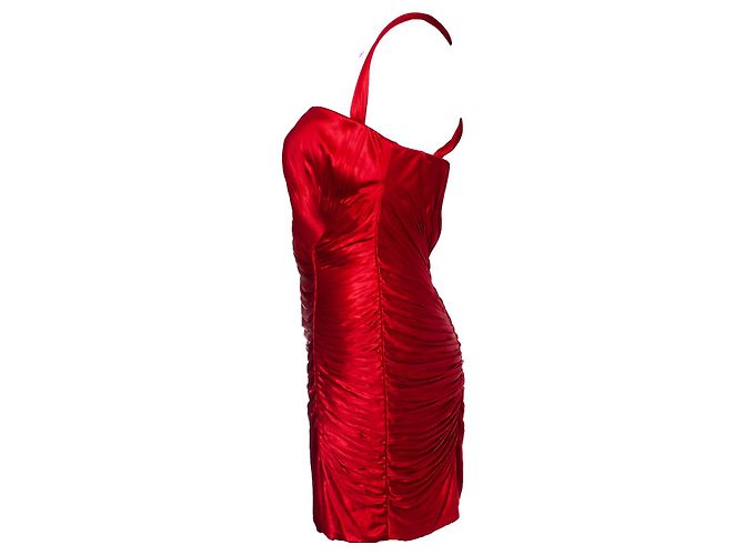 Roberto Cavalli, vestido bustier arrugado y drapeado Roja - vista 3