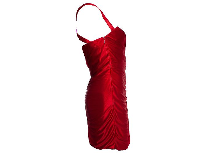 Roberto Cavalli, vestido bustier arrugado y drapeado Roja - vista 4