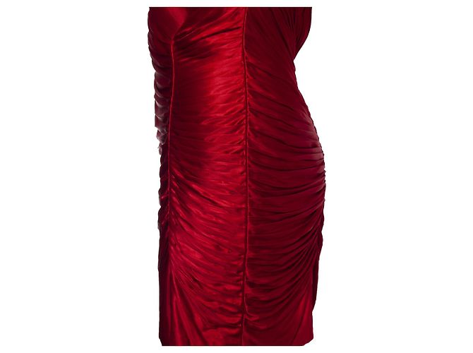 Roberto Cavalli, vestido bustier arrugado y drapeado Roja - vista 5