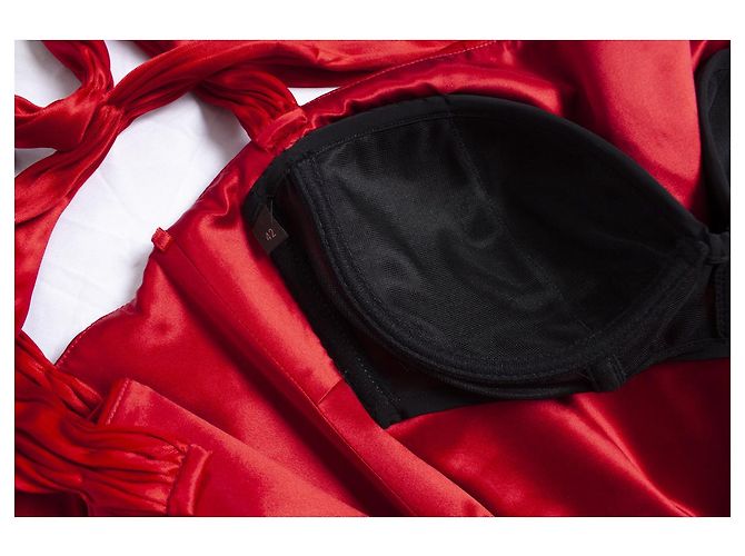 Roberto Cavalli, vestido bustier arrugado y drapeado Roja - vista 8