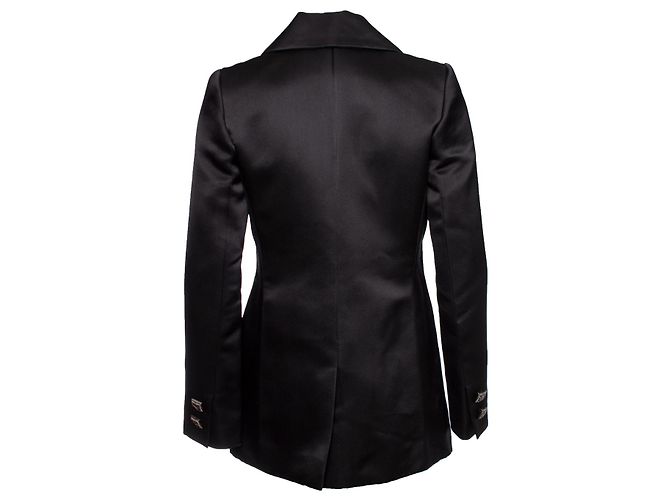 Chanel, Seidenjacke mit verzierten Knöpfen Schwarz - Ansicht 2