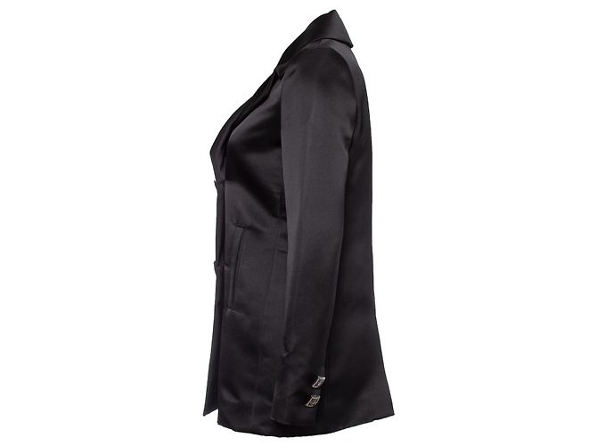 Chanel, Seidenjacke mit verzierten Knöpfen Schwarz - Ansicht 4