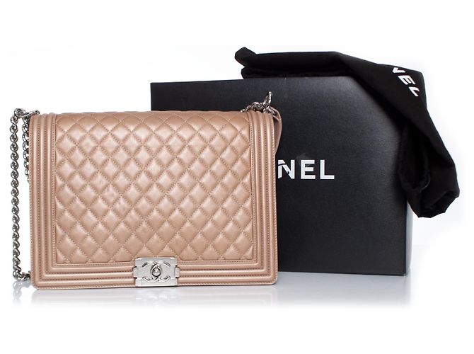 Boy Chanel, Borsa da ragazzo grande in pelle metallizzata - vista 3