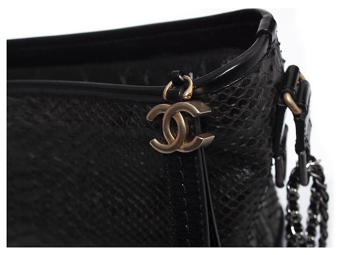Chanel, Medium Gabrielle python bag Black - view 10