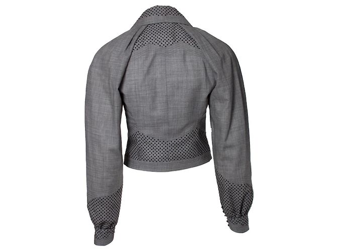 Christian Dior, traje gris con estampado de lunares de terciopelo - vista 6