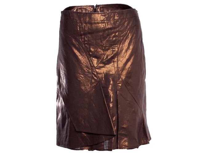 Christian Dior, Metallic-Bikerjacke mit Rock Braun - Ansicht 7