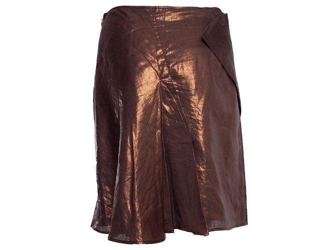 Christian Dior, Metallic-Bikerjacke mit Rock Braun - Ansicht 8