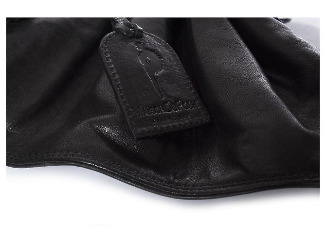 Autre Marque Maison Du Posh, pochette a farfalla in pelle nera Nero - vista 6