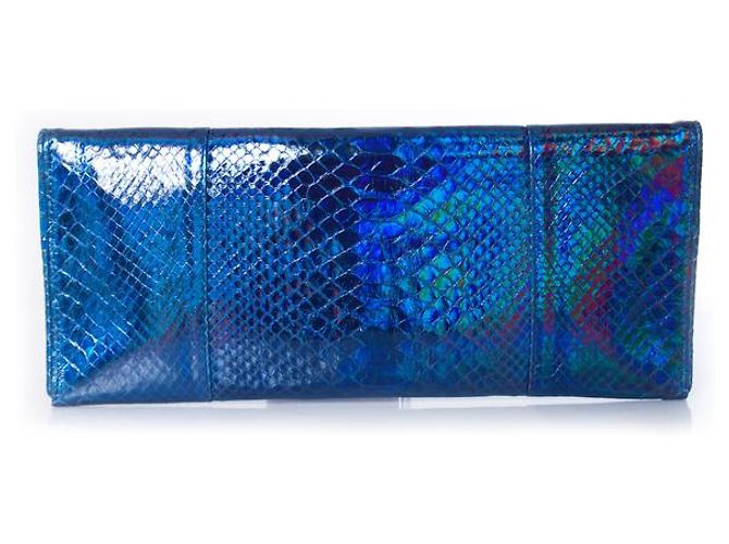Autre Marque Maison Du Posh, Blaue, metallisch beschichtete Python-Clutch - Ansicht 2