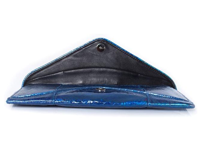 Autre Marque Maison Du Posh, Blaue, metallisch beschichtete Python-Clutch - Ansicht 4