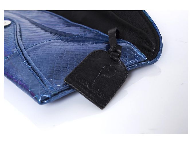 Autre Marque Maison Du Posh, Blaue, metallisch beschichtete Python-Clutch - Ansicht 5