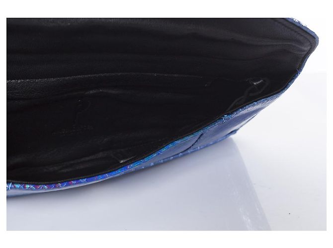 Autre Marque Maison Du Posh, Blaue, metallisch beschichtete Python-Clutch - Ansicht 6
