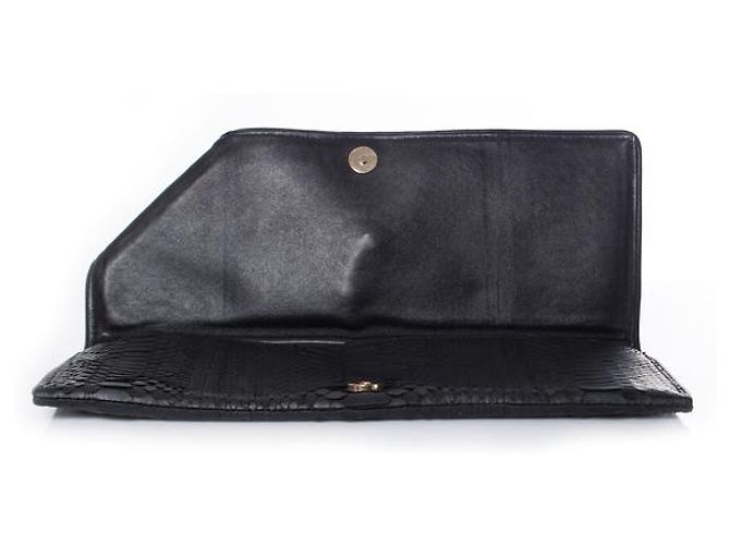 Autre Marque Maison Du Posh, Schwarze Python-Clutch mit Gummibeschichtung - Ansicht 3