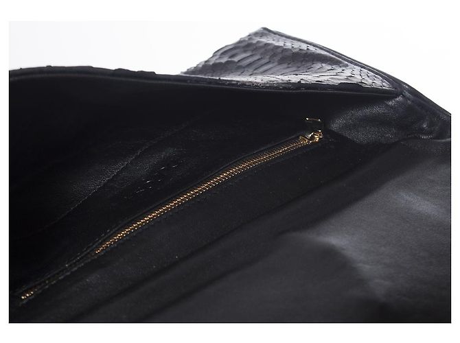 Autre Marque Maison Du Posh, Schwarze Python-Clutch mit Gummibeschichtung - Ansicht 5