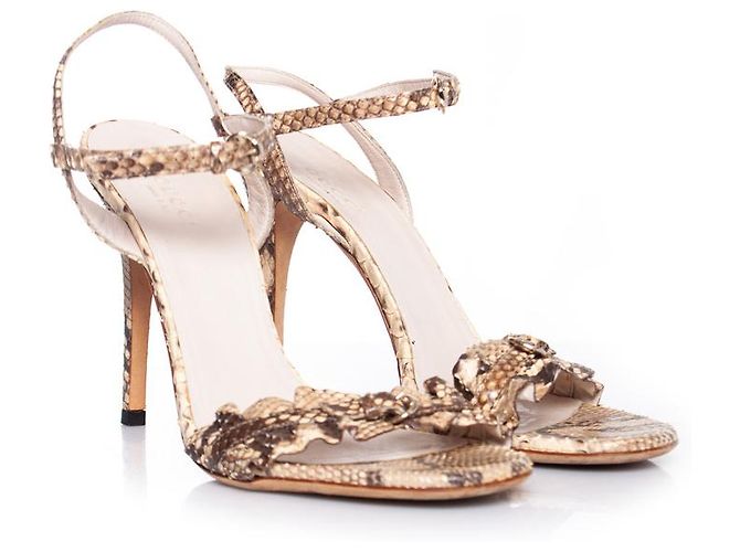 gucci, Sandale python couleur neutre. Marron - vue 4