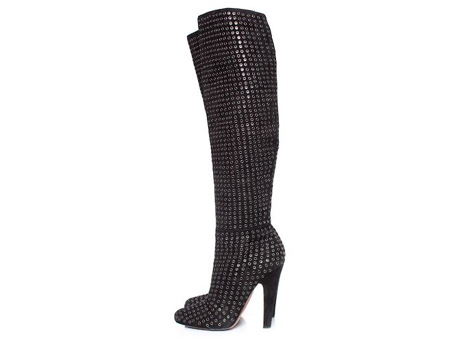 Alaïa, Botas sobre la rodilla de ante negro - vista 2
