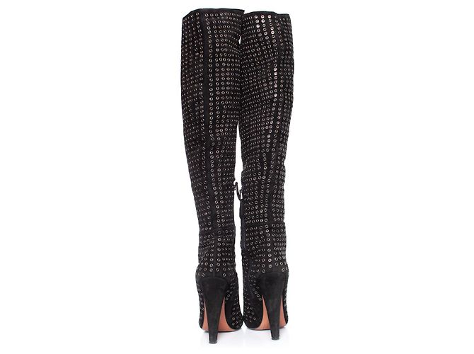 Alaïa, Botas sobre la rodilla de ante negro - vista 3