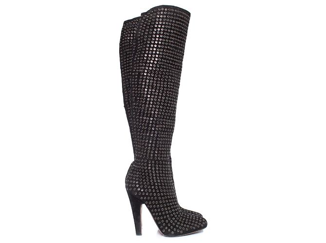 Alaïa, Botas sobre la rodilla de ante negro - vista 4