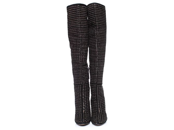 Alaïa, Botas sobre la rodilla de ante negro - vista 5