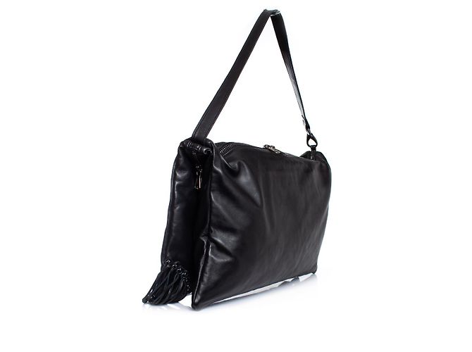 Autre Marque Maison Du Posh, borsa a tracolla con patta ripiegabile con frange e teschio Nero - vista 4