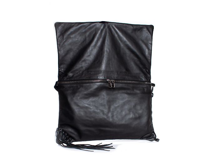 Autre Marque Maison Du Posh, borsa a tracolla con patta ripiegabile con frange e teschio Nero - vista 5